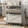 Maupvit Shoe Storage Cabinet, Beige Shoe Rack For Entryway Spaces