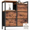 Furnulem 5 Drawer Rustic Dressers For Bedroom, Sturdy Frame & Storage